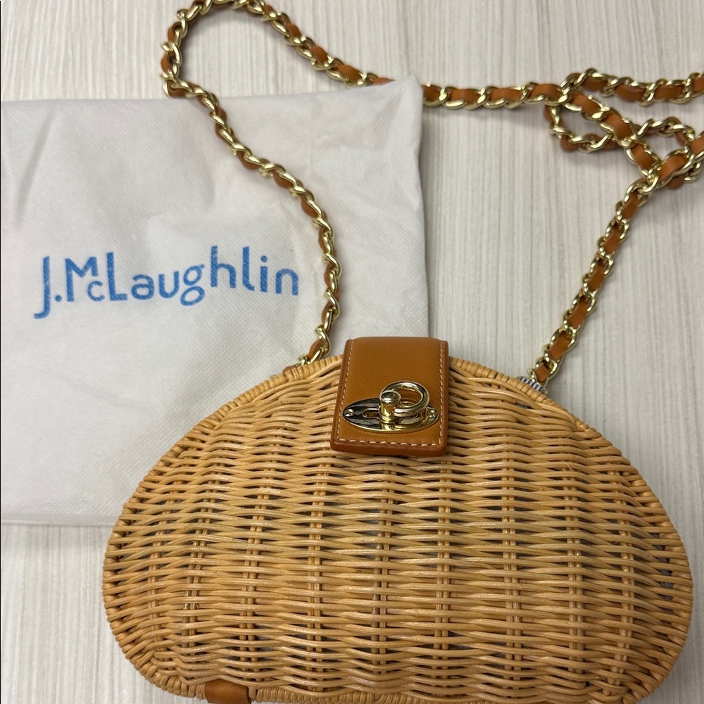 J. McLaughlin Wicker Crossbody with Gold Chain